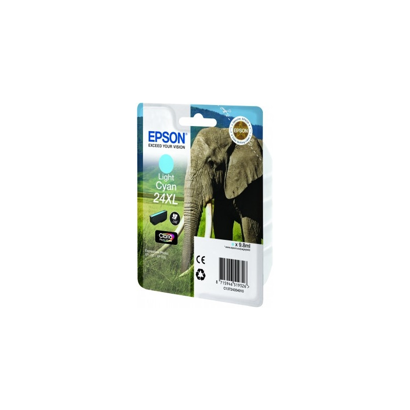 cartuccia epson t2435 24xl - elefante - ciano chiaro [c13t24354012]