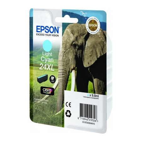 cartuccia epson t2435 24xl - elefante - ciano chiaro [c13t24354012]