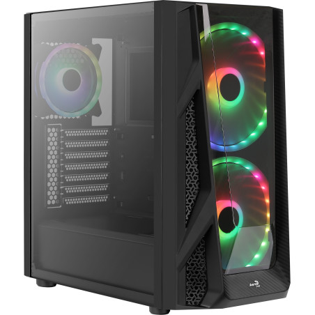 case aerocool nighthawk duo midi-tower, vetro temperato nero