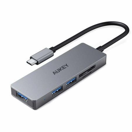 hub usb aukey usb-c grigio [cb-c63]