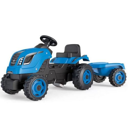 cavalcabile per bambini smoby farmer xl steptrator+trailer blu [wjsmoj0u9010129]