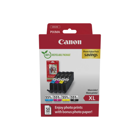 cartuccia d'inchiostro canon cli-551xl resa elevata ciano/magenta/giallo/nero