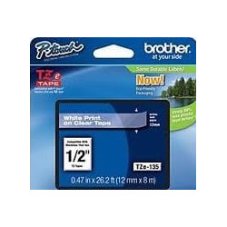nastro brother tze-135 2mmx8mt 12mm bianco/trasparente [tz-e135]