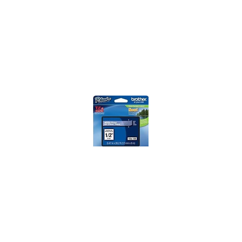 nastro brother tze-135 2mmx8mt 12mm bianco/trasparente [tz-e135]