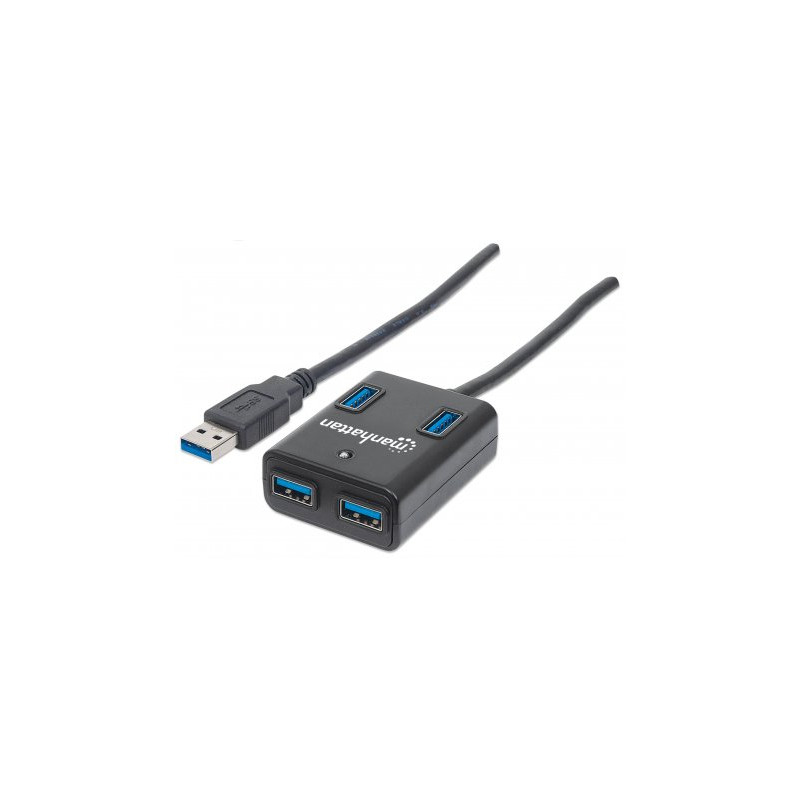 hub usb manhattan 3.0 4 porte nero