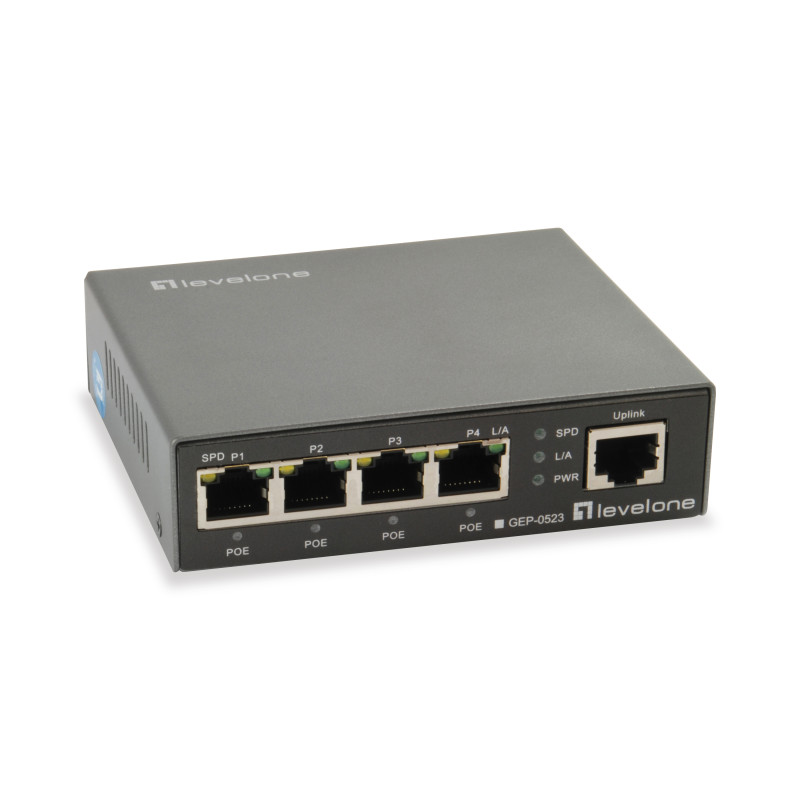 switch levelone gep-0523 5-port gigabit poe 60w 4x poe [lev]