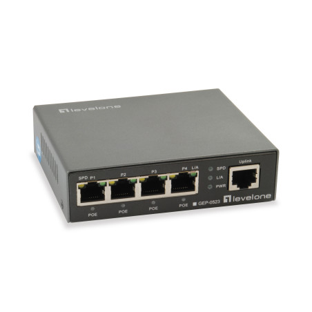 switch levelone gep-0523 5-port gigabit poe 60w 4x poe [lev]