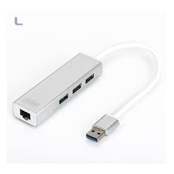 hub usb digitus usb 3.0 3 porte e adattatore a gigabit lan [da702501]