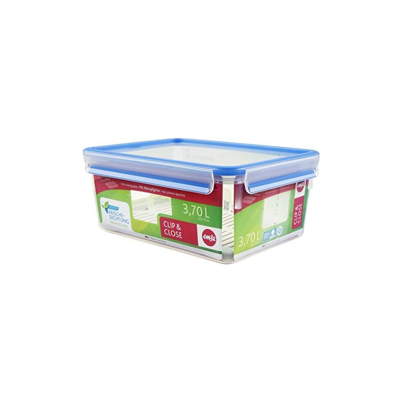 contenitore per alimenti emsa clip e close rettangolare 3.7l blu