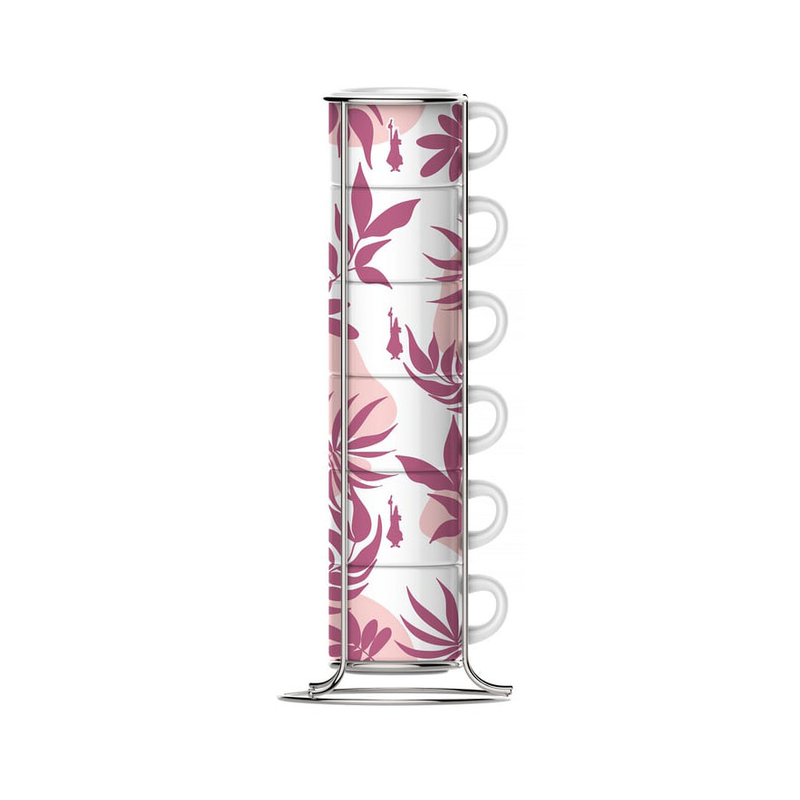 set tazzine caffe' bialetti primavera 90ml rosa 6pz [29596]