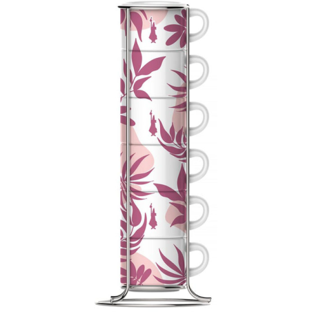 set tazzine caffe' bialetti primavera 90ml rosa 6pz [29596]