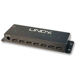 Hub usb lindy usb 2.0 metall hub 7 porte con alimentatore [42794]
