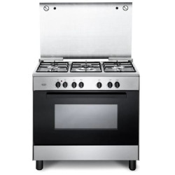 cucina a gas de longhi fgvx 96 sg con 5 fuochi classe a acciaio inossidabile/nero