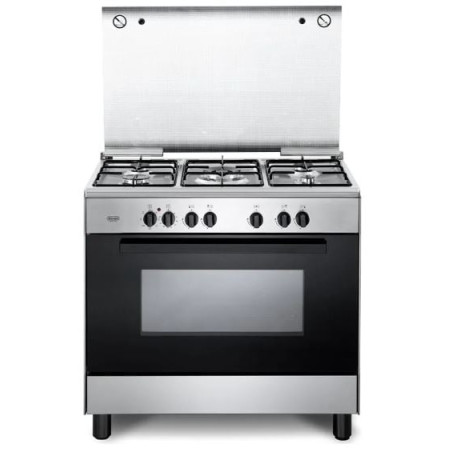 cucina a gas de longhi fgvx 96 sg con 5 fuochi classe a acciaio inossidabile/nero