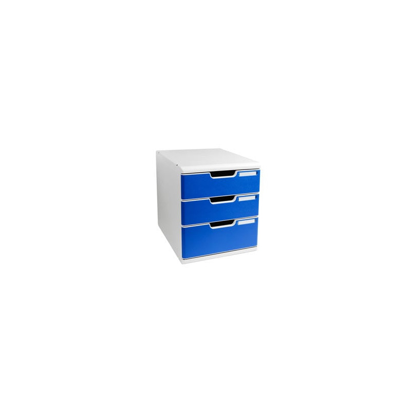 cassettiera da scrivania multiform modulo 3 cassetti a4 grigio/blu