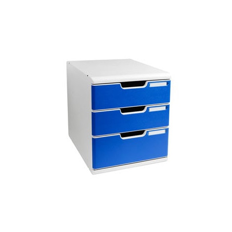 cassettiera da scrivania multiform modulo 3 cassetti a4 grigio/blu