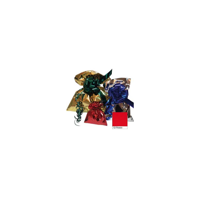 50 buste regalo in ppl metal lucido 16x25cm rosso senza patella adesiva