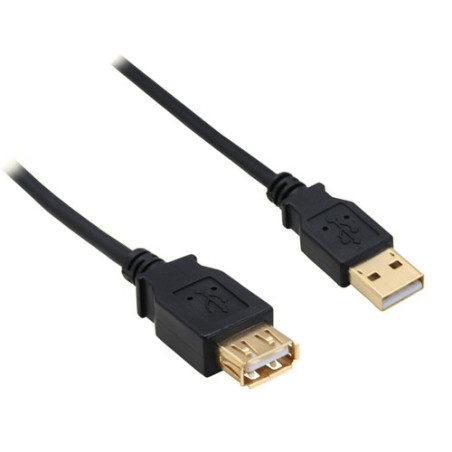 cavo inline usb 2.0 type a, m/f pin dorati, 1m nero [34610s]