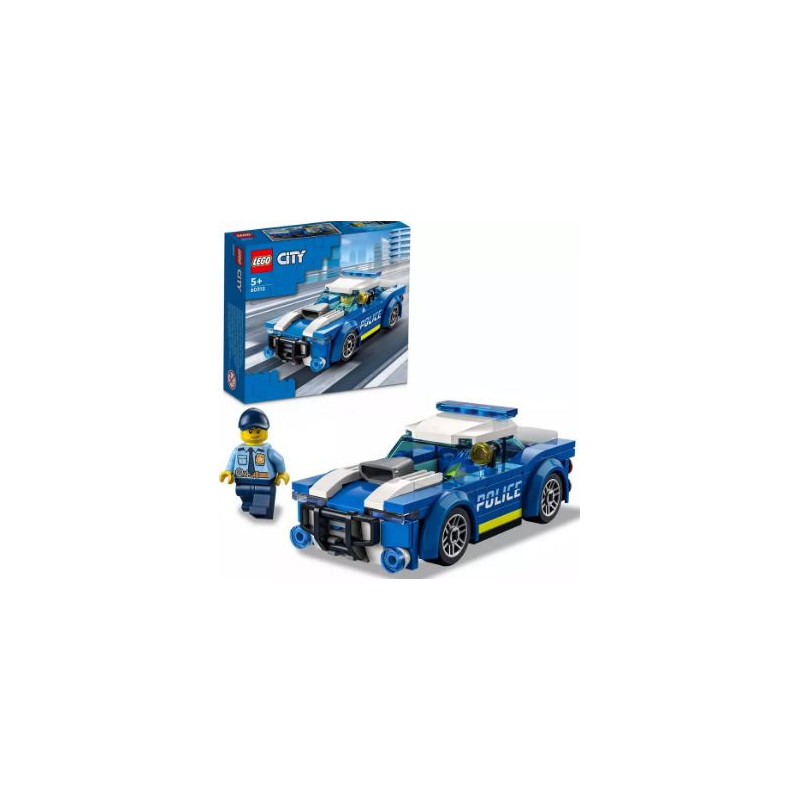 lego city - auto della polizia 1 figurine blu/bianco/nero [60312]