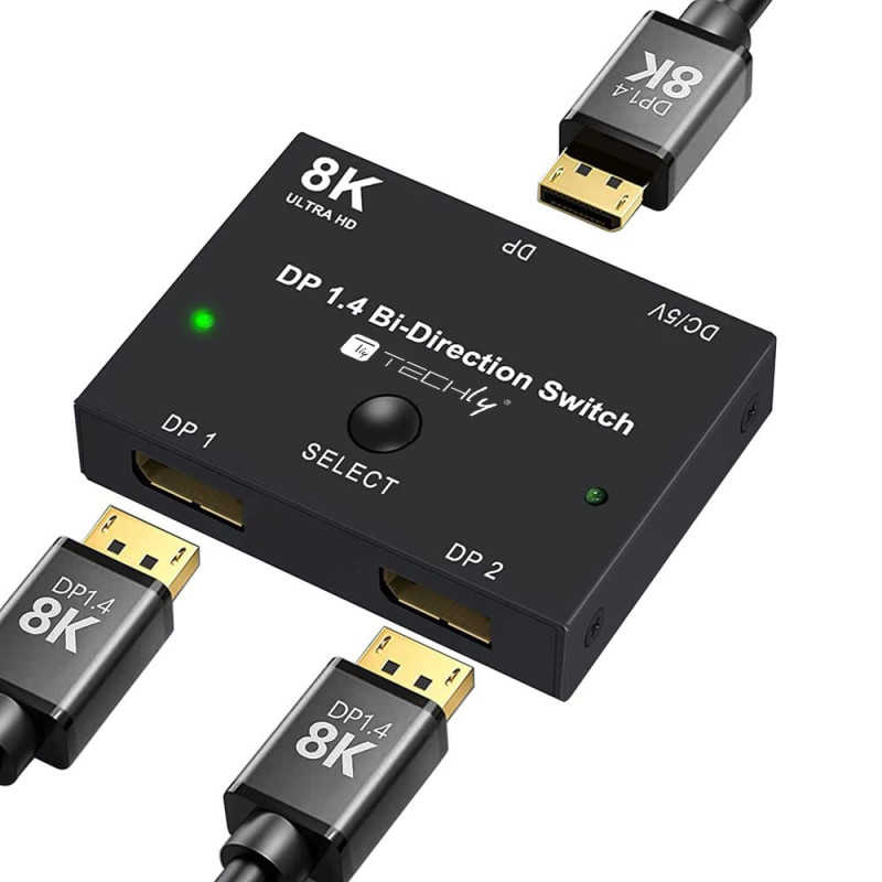 switch bidirezionale techly displayport 1.4 nero