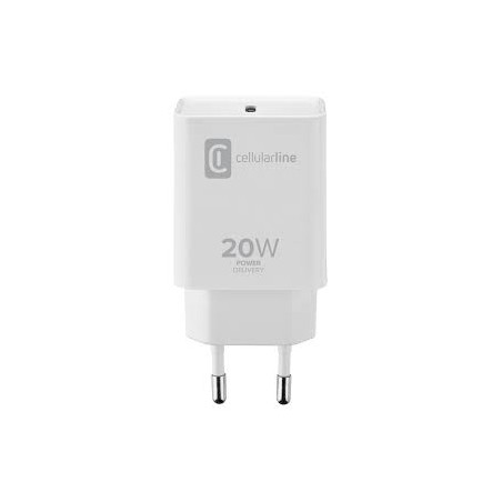 caricabatterie da rete cellularlineper iphone 8 usb-c 20w bianco