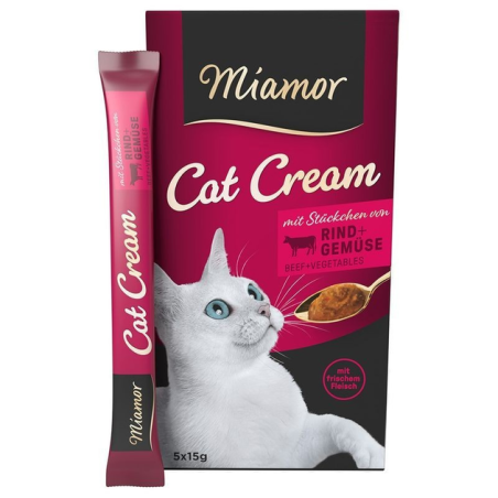 cibo umido per gatti miamor crema con manzo/verdure 55x15g