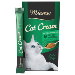 cibo umido per gatti miamor crema pollo con verdure 5x15g
