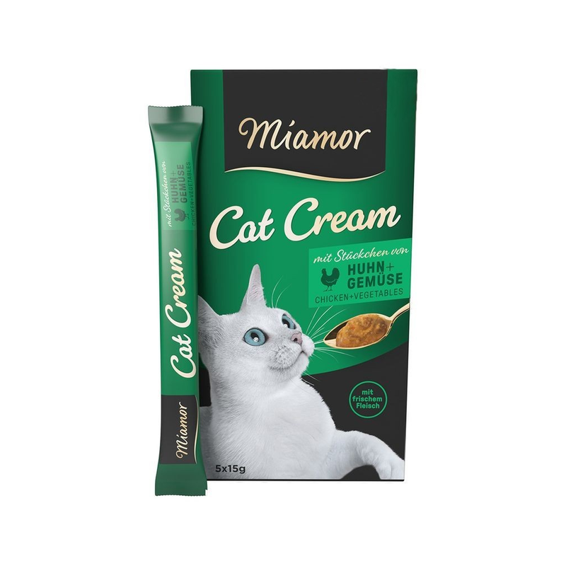 cibo umido per gatti miamor crema pollo con verdure 5x15g