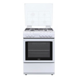cucina con piano a gas de longhi dl664ew coperchio vetro 60x60 bianco