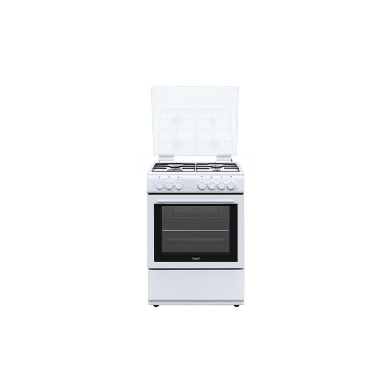 cucina con piano a gas de longhi dl664ew coperchio vetro 60x60 bianco