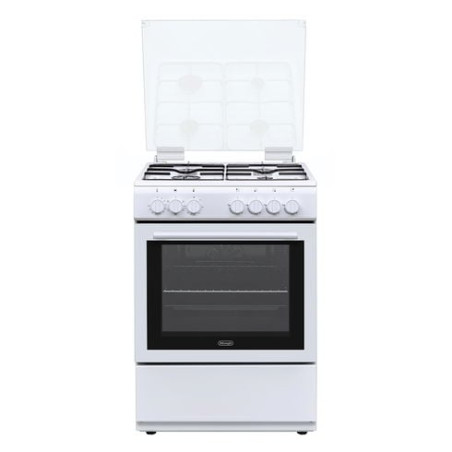 cucina con piano a gas de longhi dl664ew coperchio vetro 60x60 bianco