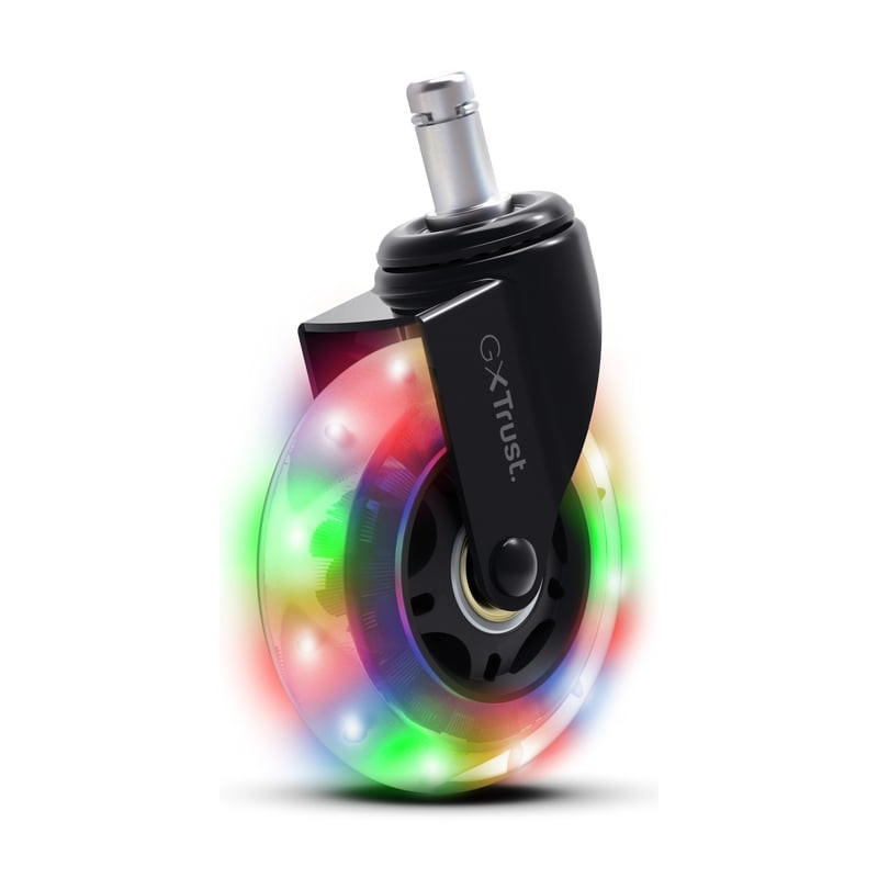 ruote trust gxt701 per sedia da gaming con illuminazione a led multicolore