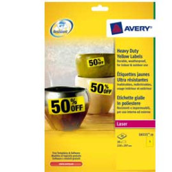 etichette in poliestere avery l6107-20 fogli giallo fluo 99,1x42,3mm