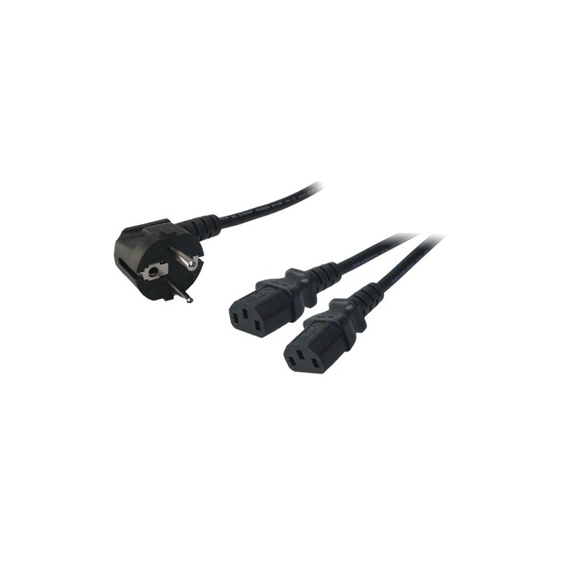 logilink power cord, schuko-c13 y-cable, black, 1,50m [cp101]