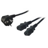 logilink power cord, schuko-c13 y-cable, black, 1,50m [cp101]
