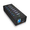 hub usb icybox usb 3.0 con 7 porte nero [ib-ac618]