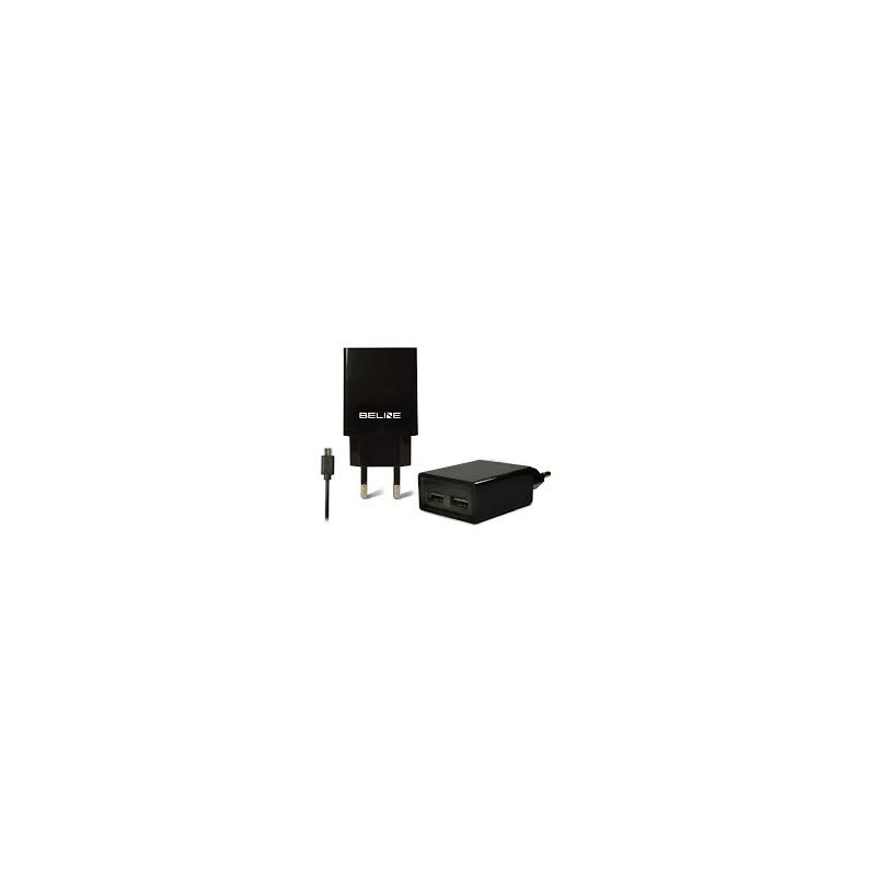 alimentatore da rete beline 2xusb + cavo microusb nero [azbintlbeli0011]
