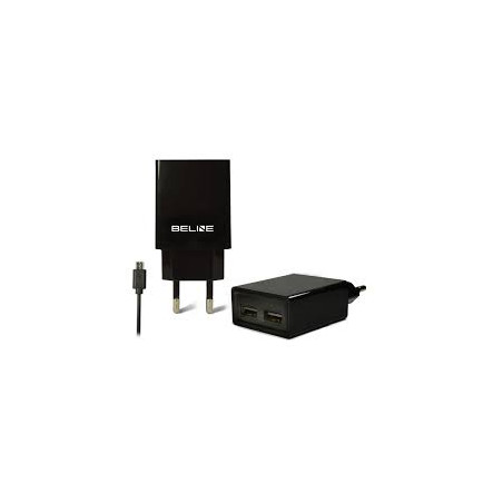alimentatore da rete beline 2xusb + cavo microusb nero [azbintlbeli0011]