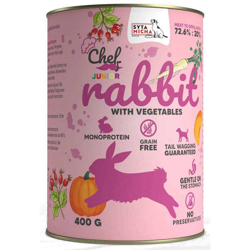 cibo per cani syta micha rabbit with vegetables for puppy - wet