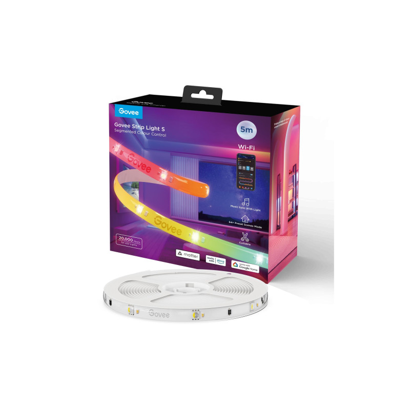 strisce led govee light s wi-fi + bluetooth 24w 130ml 5m bianco