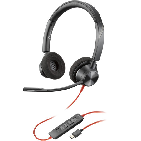 cuffie poly blackwire 3320 usb-c/a cablato nero [uhpoybnp0000016]
