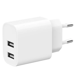 alimentatore da rete gembird usb universale a 2 porte 12w bianco