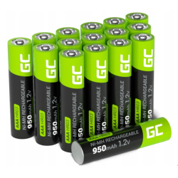 batterie ricaricabili green cell aaa r3 950mah ni-mh 1.2v nero/verde