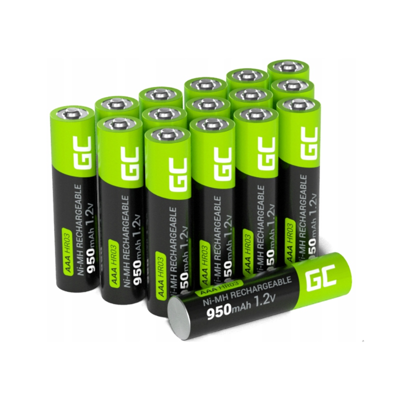 batterie ricaricabili green cell aaa r3 950mah ni-mh 1.2v nero/verde