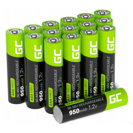 batterie ricaricabili green cell aaa r3 950mah ni-mh 1.2v nero/verde