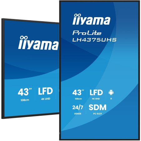 monitor digital signage led 43" iiyama prolite 4k ultra hd 3840x2160p