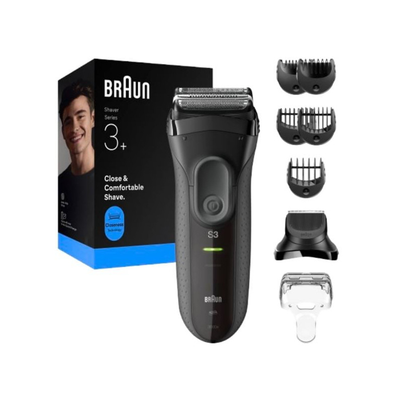 rasoio elettrico braun series 3+ 3000bt nero [735568]