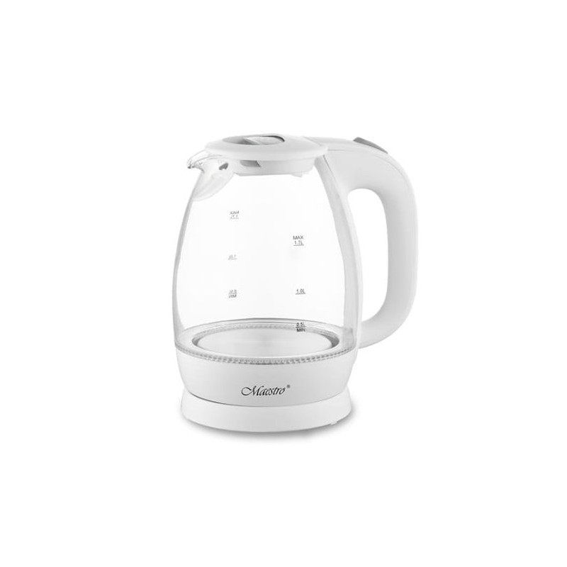 bollitore elettrico in vetro maestro 2200w 1.7l bianco [mr-063-white]
