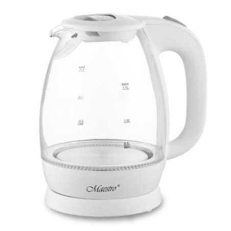 bollitore elettrico in vetro maestro 2200w 1.7l bianco [mr-063-white]