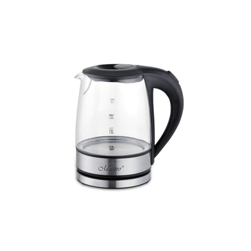 bollitore elettrico in vetro maestro 1630w 1.2l nero [mr-062-black]
